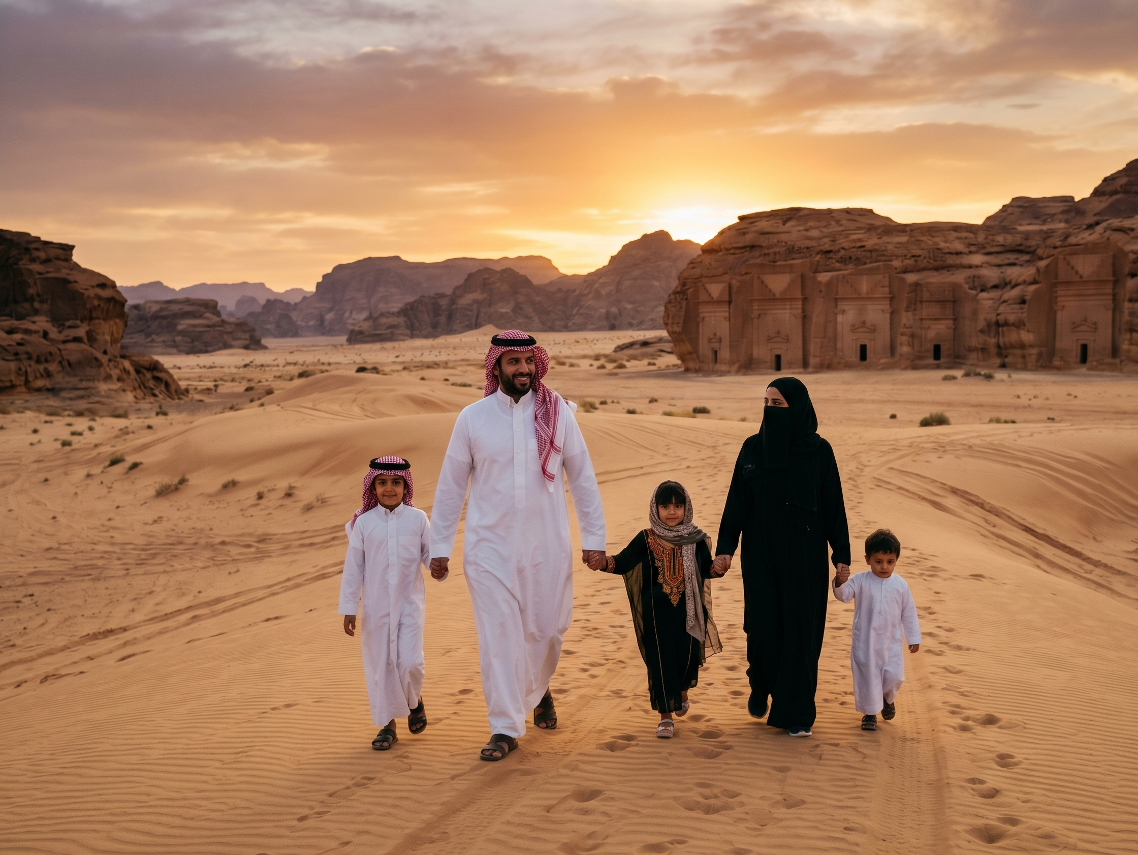 Saudi family on a journey through the Kingdom