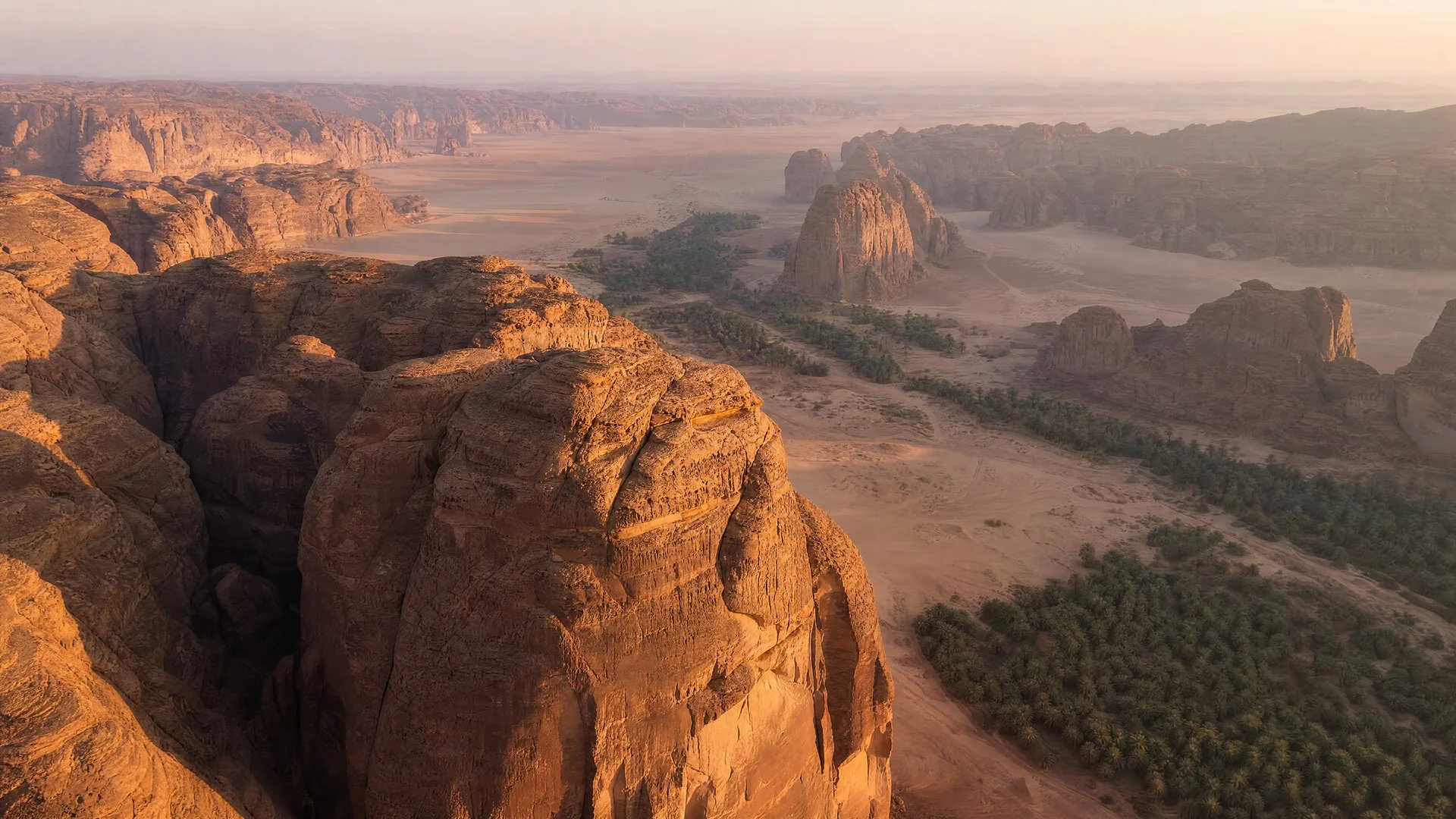 AlUla desert landscape at sunset