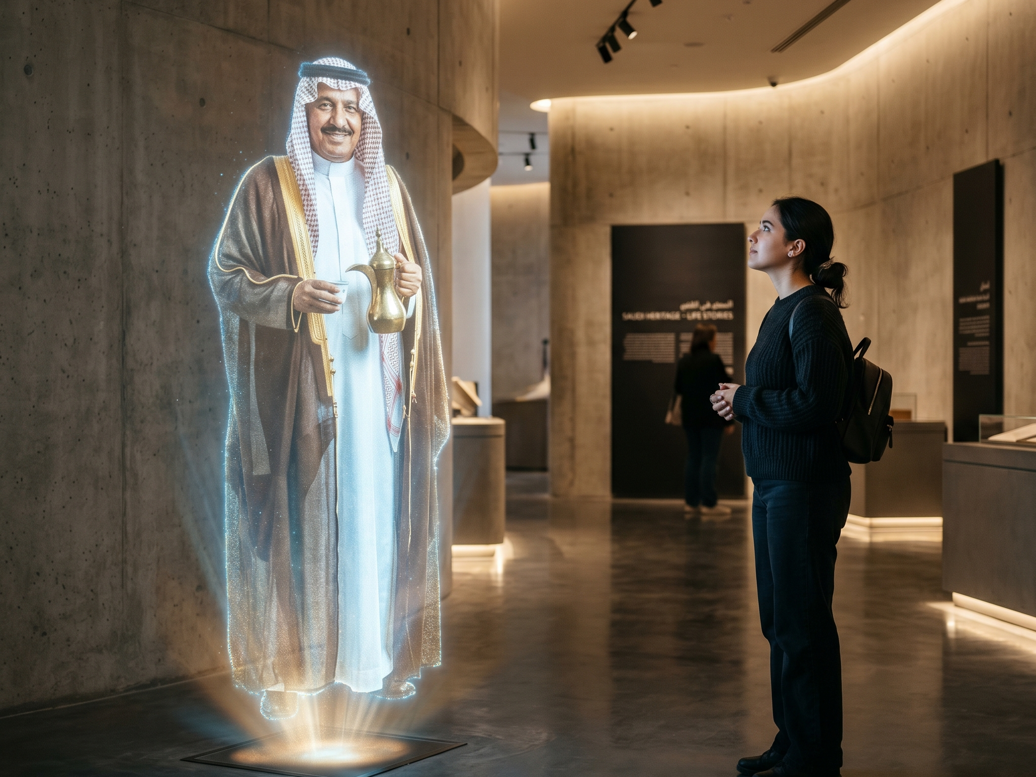 Ancestors Hologram Room holographic projection of a Saudi elder