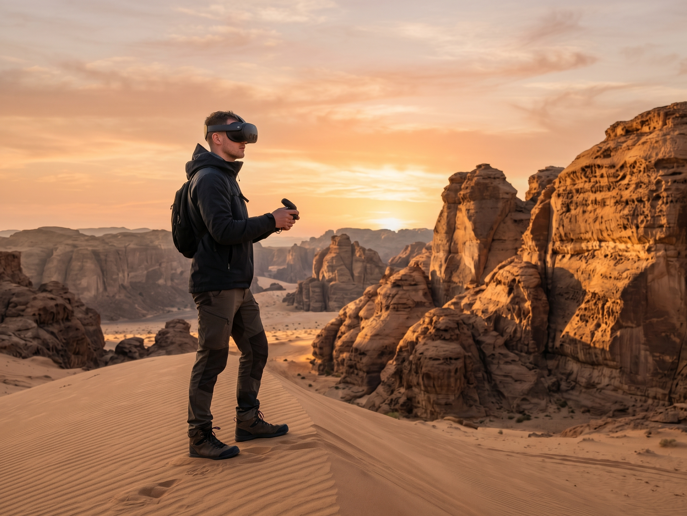 Man wearing VR headset experiencing the Kingdom